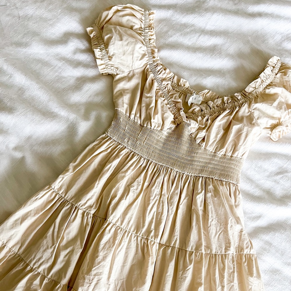 Mabel Mini Ruffled Dress, Cream